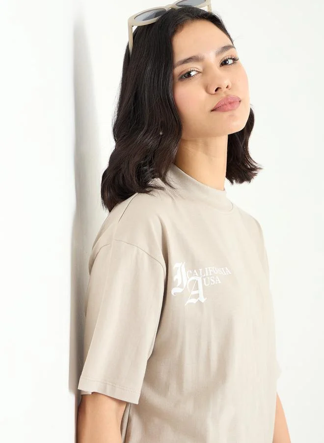 Styli Styli Slogan Print Regular Fit T-Shirt