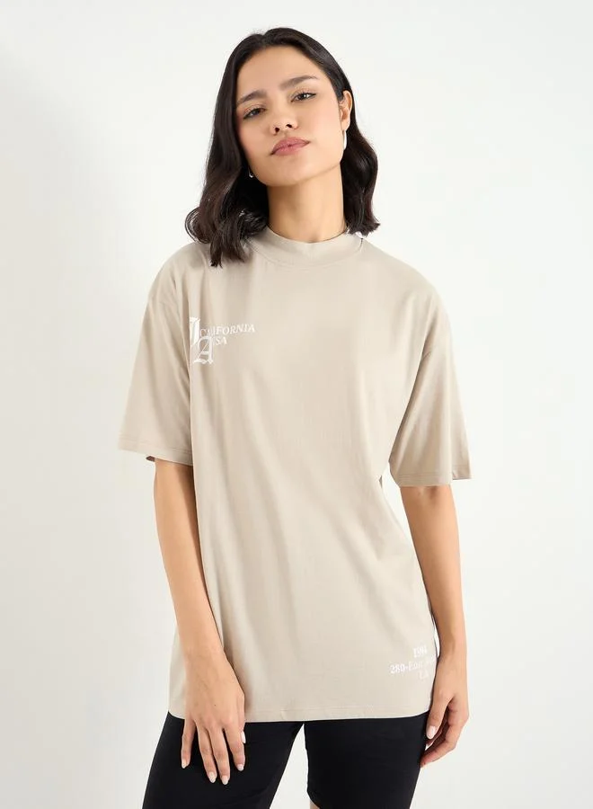 Styli Styli Slogan Print Regular Fit T-Shirt