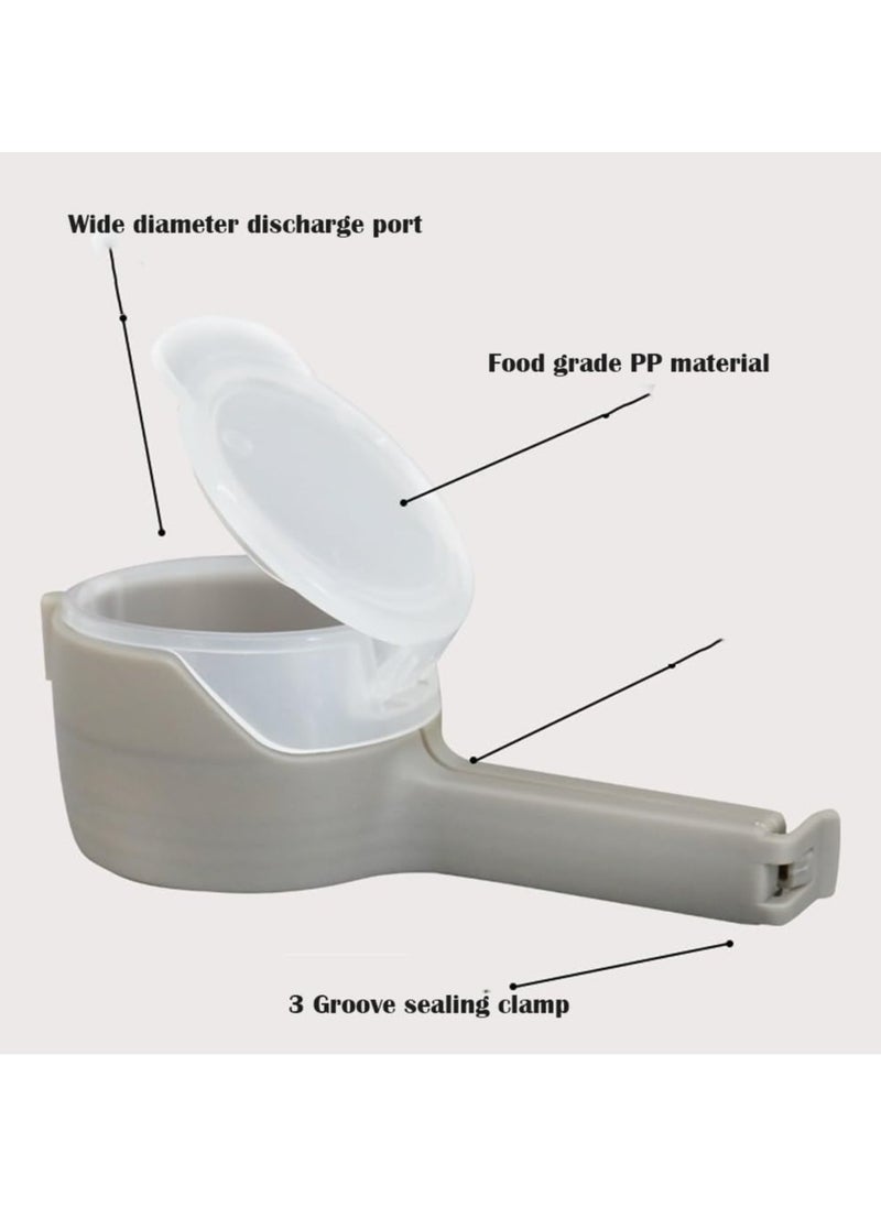 Generic - 4Pcs Bag Clip with Pour Spout, Bag Spout Clips, Food Bag Clips with Pour Spouts, Bag Clips for Food, Bag Sealing Clip with Pour Spout, Reusable Plastic Cap Sealer Clips, for Snack (White) - Image 1