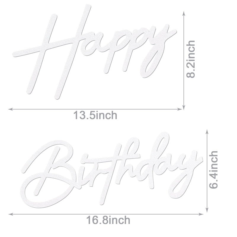MASTRON Happy Birthday Sign - Glitter White Felt - Includes Dot Glue - Perfect for Birthday Party, Baby Shower, Gender Reveal - Image 2