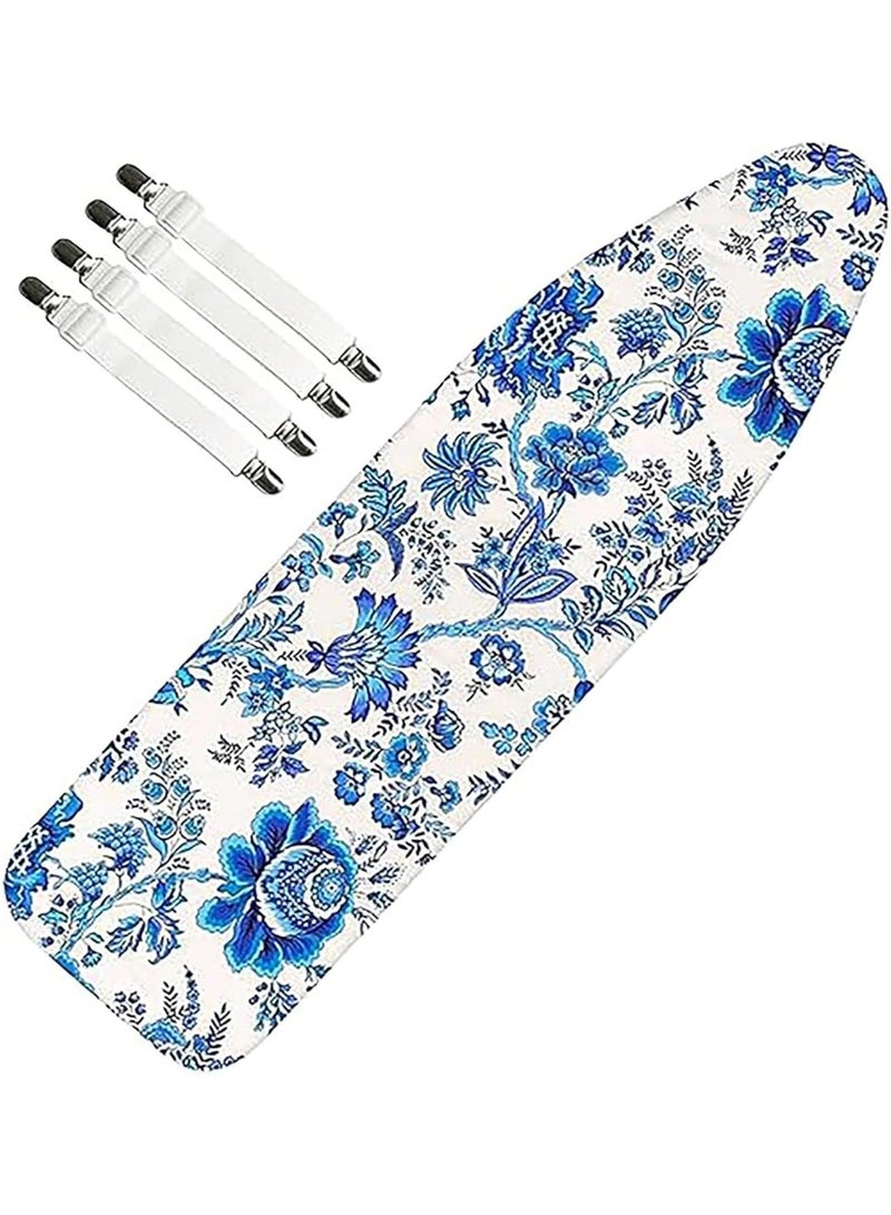 ZOXITY Deluxe Ironing Board Cover 120x41CM, Cotton Large Iron Board Cover with 5mm pad and 4 Elastic Fasteners, Durable Thick Padding, Heat Resistance - Image 1