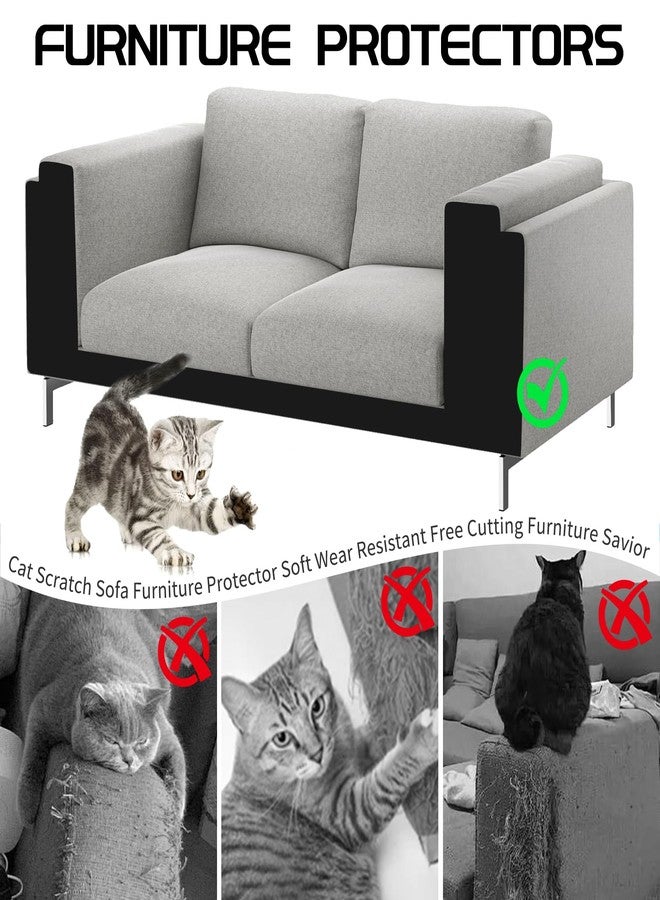 Giomre 2 Pcs Total 78.7"x15.8" Cat Scratch Mat, Cat Scratch Couch Furniture Protector, Trimmable Self-Adhesive Cats Scratch Pads, DIY Cat Scratcher for Wall Protector and Covering Cat Tower (Black) - Image 3