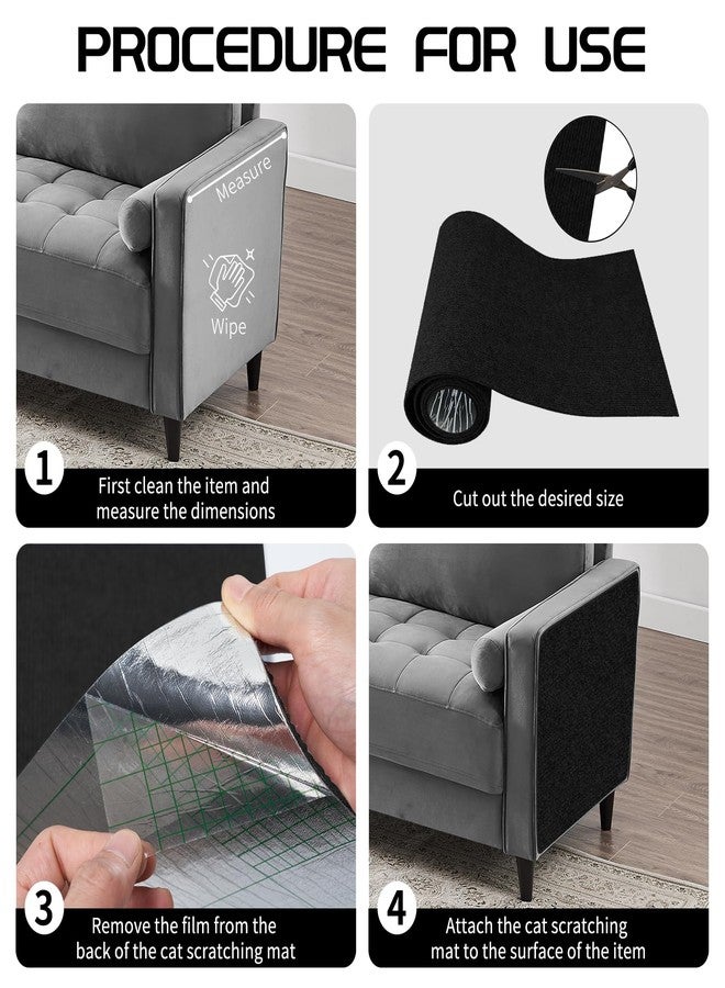 Giomre 2 Pcs Total 78.7"x15.8" Cat Scratch Mat, Cat Scratch Couch Furniture Protector, Trimmable Self-Adhesive Cats Scratch Pads, DIY Cat Scratcher for Wall Protector and Covering Cat Tower (Black) - Image 4