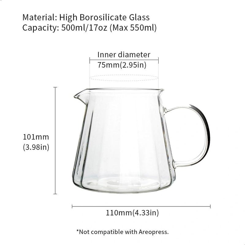 WATCHGET Glass Coffee Carafe 500ml/17oz - Heat Resistant Thin Borosilicate Coffee Server, Clear Pour Over Coffee Pot Maker, Ideal for Home, Office, and Café - Image 2