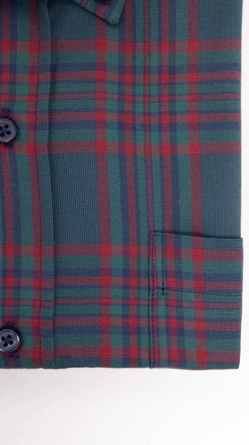Tudors Plus Size Long Sleeve Plaid Piped Collar Button-Down Men's Shirt