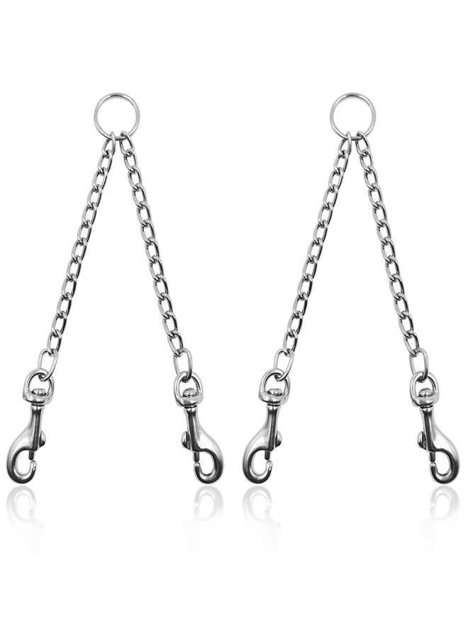 YuCool 2 Pieces Heavy Duty Double Dog Leash Metal Chain,YuCool Metal Dual Dog Leash Coupler,Tangle Free Extension Splitter Lead for 2 Dogs for Walking-Sliver - Image 1
