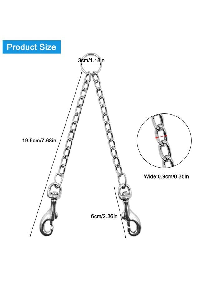 YuCool 2 Pieces Heavy Duty Double Dog Leash Metal Chain,YuCool Metal Dual Dog Leash Coupler,Tangle Free Extension Splitter Lead for 2 Dogs for Walking-Sliver - Image 2