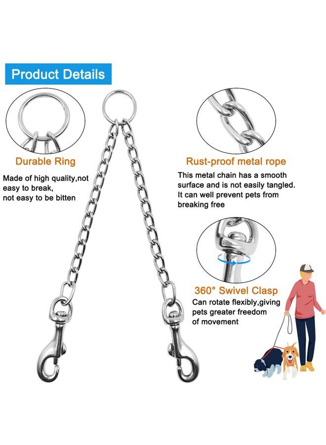 YuCool 2 Pieces Heavy Duty Double Dog Leash Metal Chain,YuCool Metal Dual Dog Leash Coupler,Tangle Free Extension Splitter Lead for 2 Dogs for Walking-Sliver - Image 3