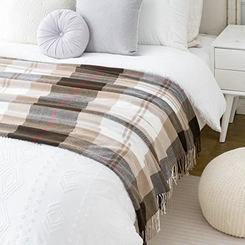 BATTILO HOME Brown Plaid Throw Blanket for Couch - Fall Plaid Blanket Buffalo Plaid Blankets - Lightweight Farmhouse Outdoor Throw Blankets for Bed, Sofa (50"x60", Coffee) - Image 3