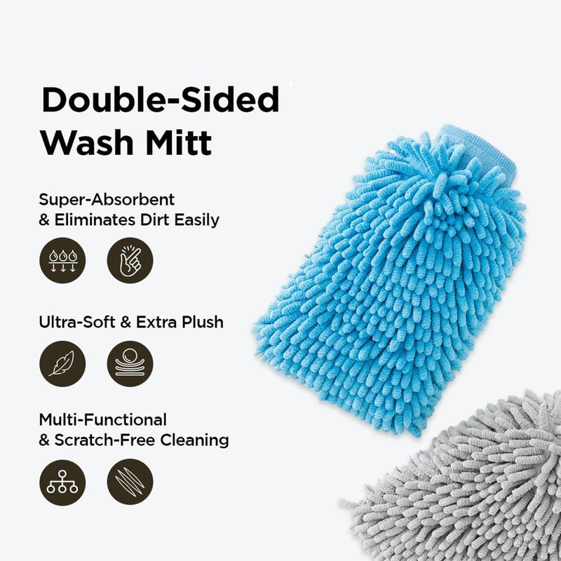 Kuber Industries Kuber Industries Gloves | Microfiber Cleaning Gloves | Chenille Mitts for Kitchen | Hand Duster for Kitchen | 1000 GSM Hand Gloves | Double Sided Gloves | SHXNEFSST2 | Pack of 2 | Blue - Image 2