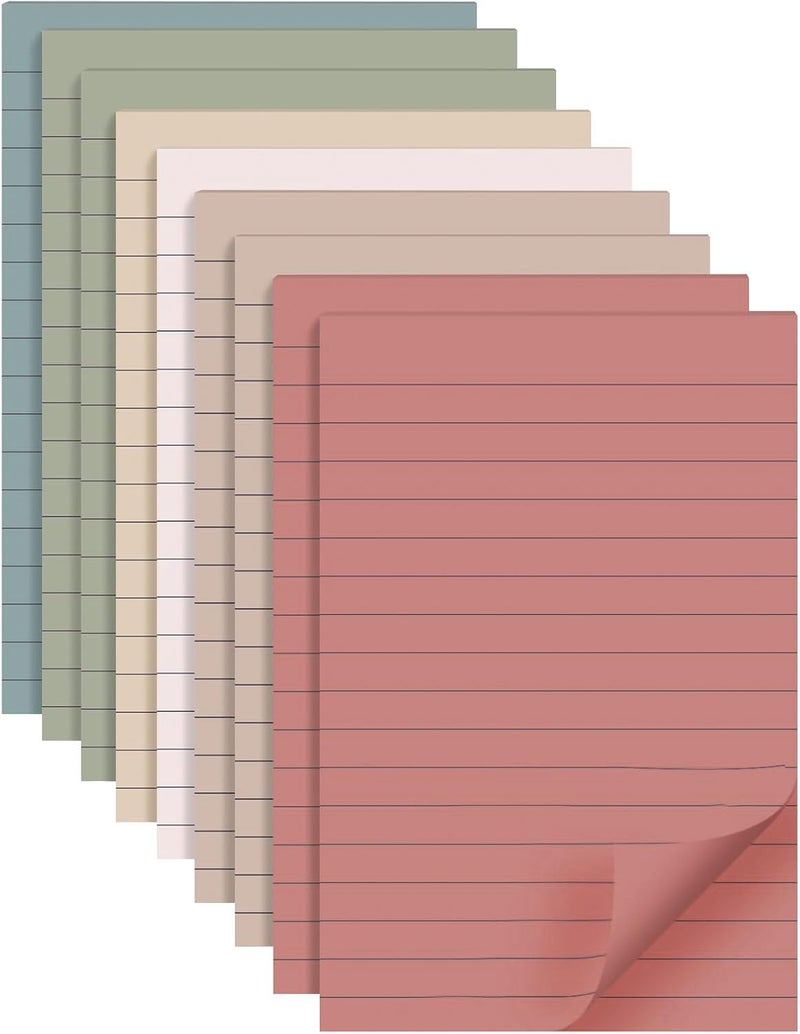 YEECOK 9 Pads Lined Sticky Notes 4x6 in Post, Vintage Colors Self Pad Its, Super Sticking Power Memo Pads Its, 40 Sheets/pad - Image 1