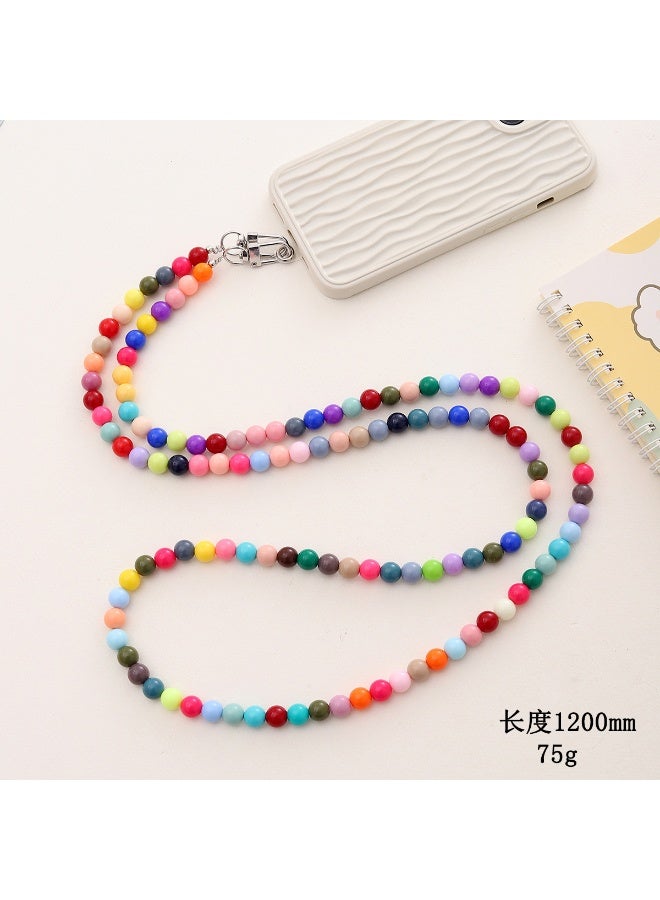 NIBEMINENT Phone Charm/ Chain Strap for Women Girls, Pearl Sliver Cell Phone Case Lanyard Wrist Strap