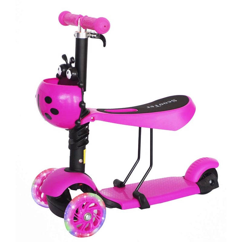 NC Scooter Ladybug (Catarina) with Seat for Children Ages 2-5 (Pink)