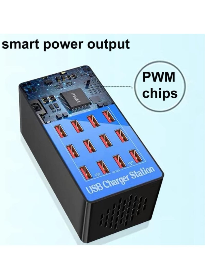 20-Port Multi-USB Charger – 100W Charging Station with Smart Detection for Smartphones and Devices - Image 3