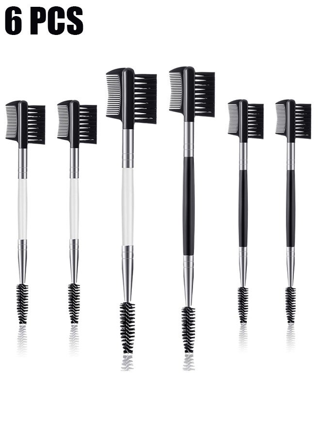HY 6 Pcs Eyebrow Eyelash Shaper Eyelash Comb and Eyebrow Brush Dual Comb Eyebrow Brush Double Head Eyebrow Brush Eyebrow Eyelash Makeup Grooming Tool for Women Girls Cosmetic Travel (Black) - Image 1