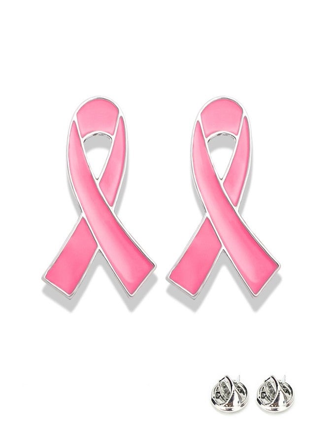 FORUBUS Pink Ribbon Brooch Pins for Breast Cancer Awareness, Breast Cancer Awareness Lapel Pin for Women Memorial Jewelry, Charity Events, Encouragement Gift (2pcs small) - Image 1