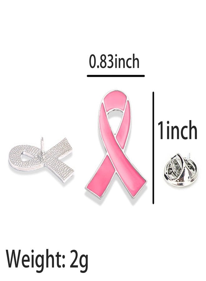 FORUBUS Pink Ribbon Brooch Pins for Breast Cancer Awareness, Breast Cancer Awareness Lapel Pin for Women Memorial Jewelry, Charity Events, Encouragement Gift (2pcs small) - Image 3