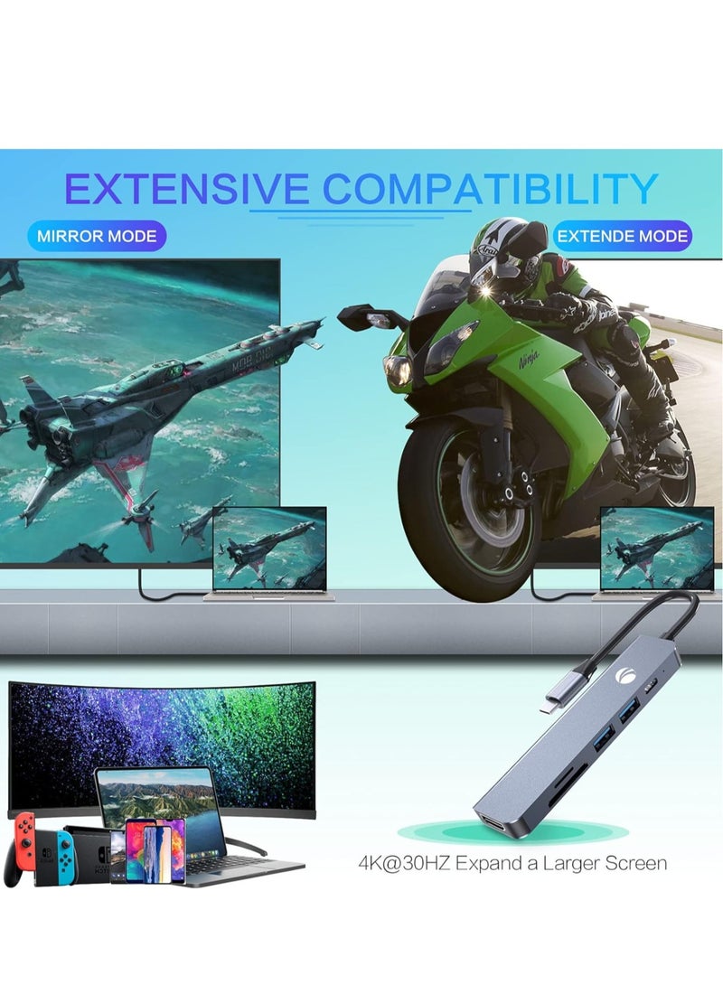 JAJEEK "NEW 6-in-1 USB-C Hub Docking Station – 4K HDMI, SD/TF Card Slots, 2 USB 3.0 Ports & 60W Power Delivery for Seamless Connectivity" - Image 5