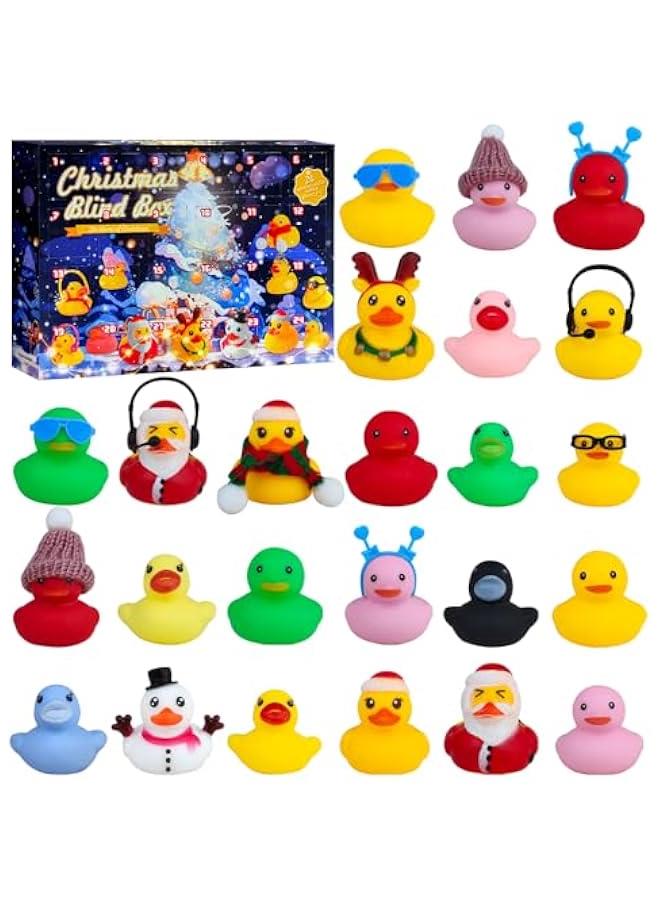Advent Calendar Rubber Ducks 24 Days - 2024  Countdown Toys,Ducks Blind Box-Fun Xmas Countdown Bath Toys,Gift, Decoration, Collection. (B)  - Image 1