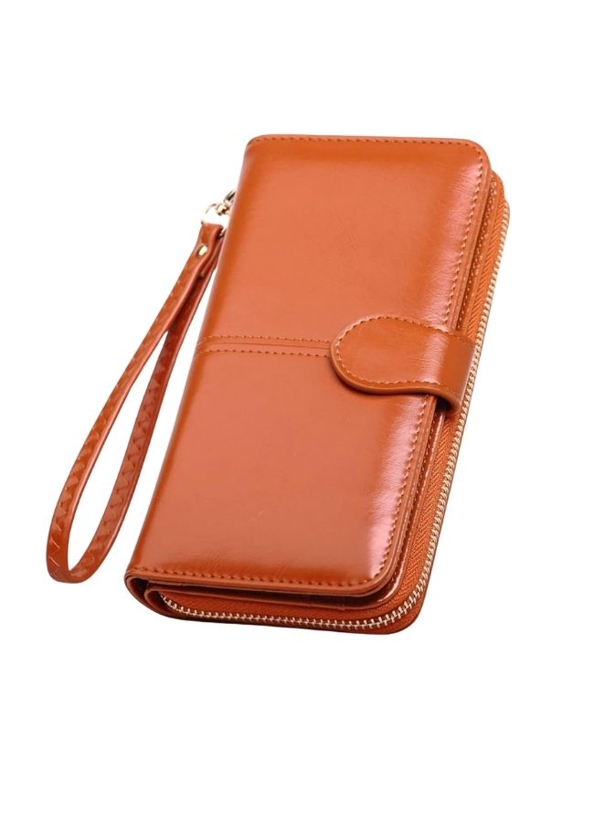 Women's Leather Wallet for everyday use- Women's Clutch with Zipper Coin Purse, Card Holder, and Certificate, Ladies Bracelet Hand Bag - Image 1