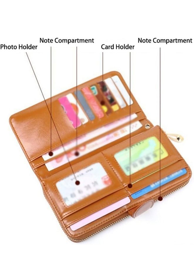 Women's Leather Wallet for everyday use- Women's Clutch with Zipper Coin Purse, Card Holder, and Certificate, Ladies Bracelet Hand Bag - Image 3