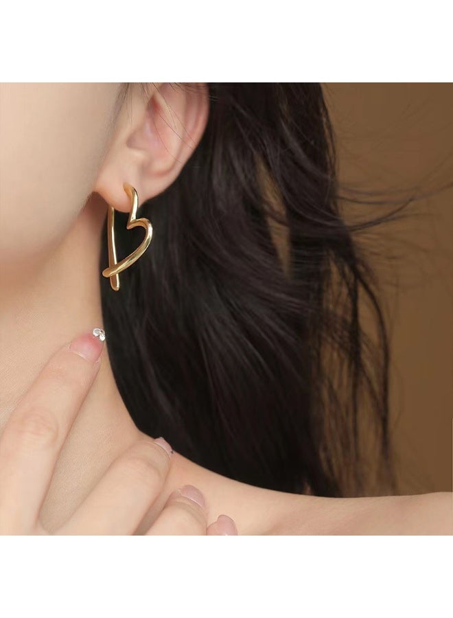 Gold Huggie Earrings for Women-14k Silver Plated Heart Hoop Earrings Hypoallergenic Lightweight Hoops Gifts - Image 2