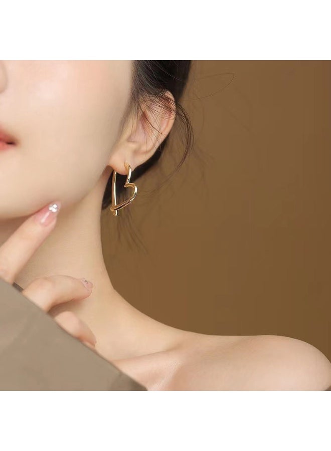 Gold Huggie Earrings for Women-14k Silver Plated Heart Hoop Earrings Hypoallergenic Lightweight Hoops Gifts - Image 3