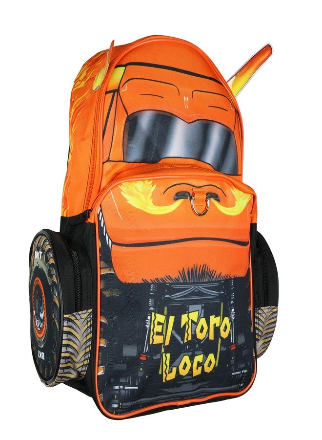 INTIMO حقيبة ظهر Monster Jam El Toro Loco 3D Bull Horns Monster Truck 16" حقيبة مدرسية للأطفال مع جيب كمبيوتر محمول 16" - Image 1