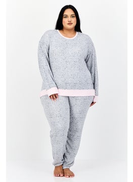 Kensie Women Plus Size 2Pc Set Allover Print Pajama, Grey  - Image 1