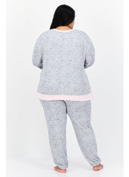 Kensie Women Plus Size 2Pc Set Allover Print Pajama, Grey  - Image 4