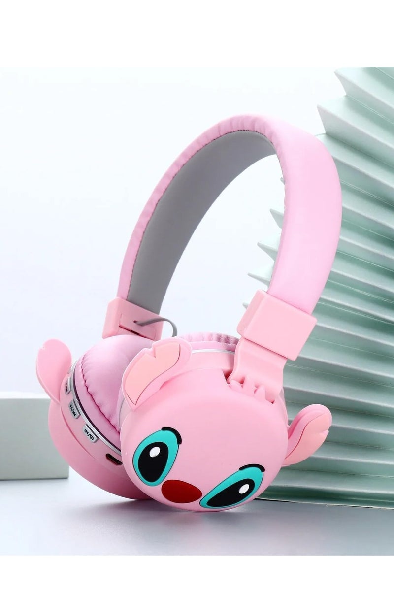 Stitch - HeadPhone - AH-806 - Best Children's Gift (Pink) - Image 2
