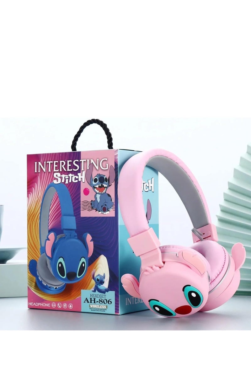 Stitch - HeadPhone - AH-806 - Best Children's Gift (Pink) - Image 3