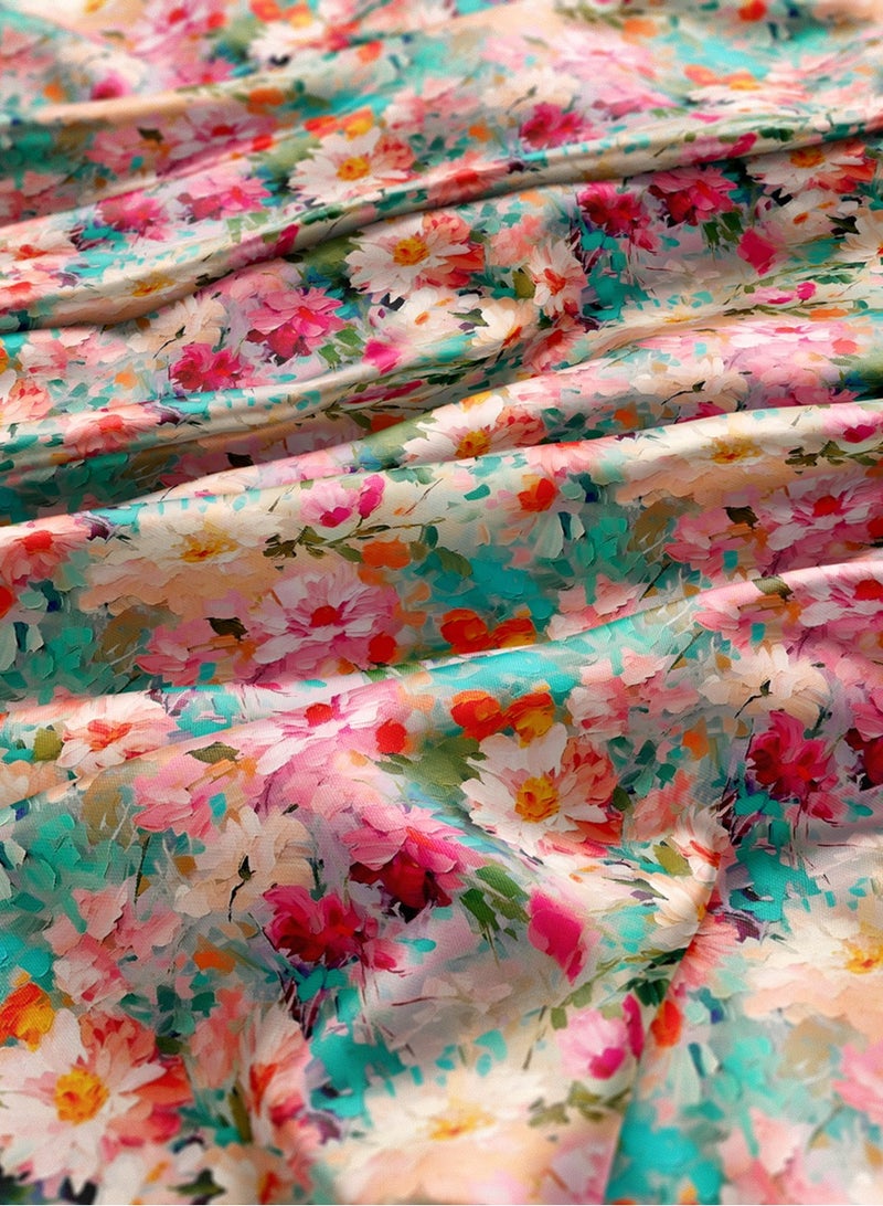 فيلاتو Ø¬Ù„Ø§Ø¨ÙŠØ© Ù…Ø®ÙˆÙŠØ± Ù…Ù† Ù‚Ù…Ø§Ø´ Ø­Ø±ÙŠØ± Ø§Ù„Ù„ÙŠÙ„ Ø¹Ø±Ø§Ù…Ù†ÙŠ Ø¨Ø§Ù„ÙŠØ§Ø±Ø¯Ø©ØŒ Ø²Ù‡ÙˆØ± ÙˆØ±Ø¯ÙŠØ© Ø®Ø¶Ø±Ø§Ø¡ØŒ Ø®ÙŠØ§Ø·Ø©ØŒ Ø¹Ø±Ø¶ 58 Ø¨ÙˆØµØ© - Image 3