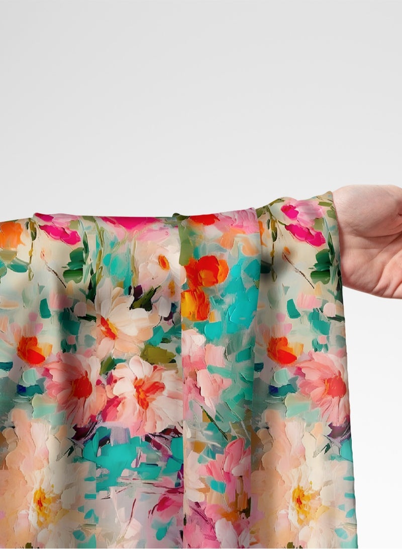 فيلاتو Ø¬Ù„Ø§Ø¨ÙŠØ© Ù…Ø®ÙˆÙŠØ± Ù…Ù† Ù‚Ù…Ø§Ø´ Ø­Ø±ÙŠØ± Ø§Ù„Ù„ÙŠÙ„ Ø¹Ø±Ø§Ù…Ù†ÙŠ Ø¨Ø§Ù„ÙŠØ§Ø±Ø¯Ø©ØŒ Ø²Ù‡ÙˆØ± ÙˆØ±Ø¯ÙŠØ© Ø®Ø¶Ø±Ø§Ø¡ØŒ Ø®ÙŠØ§Ø·Ø©ØŒ Ø¹Ø±Ø¶ 58 Ø¨ÙˆØµØ© - Image 1