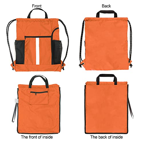 BeeGreen حقيبة ظهر بيغرين برتقالية بسحاب مع حجرة للأحذية و جيبين شبكيين جانبيين خفيفة الوزن كبيرة ومتينة للرياضة للرجال والنساء - Image 3