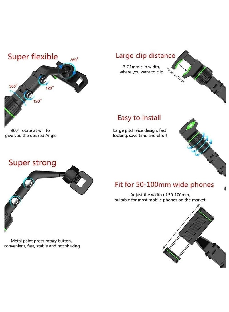 Car Phone Holder Multifunctional 360 Degree Rotatable Auto Rearview Mirror Mount Seat Hanging Clip Bracket Cell Phone Holder for 4.0-6.1 Inch Phone Gps Navigation Adjustable Support (green) - Image 4