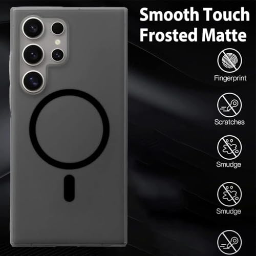 MAGICHUB Luxury Paper Thin Case Cover for Samsung Galaxy S23 Ultra 5G | Matte Finish | Only Compatible with Wireless Magnetic Accessories | Compatible with magsafe | (Black) - Image 3