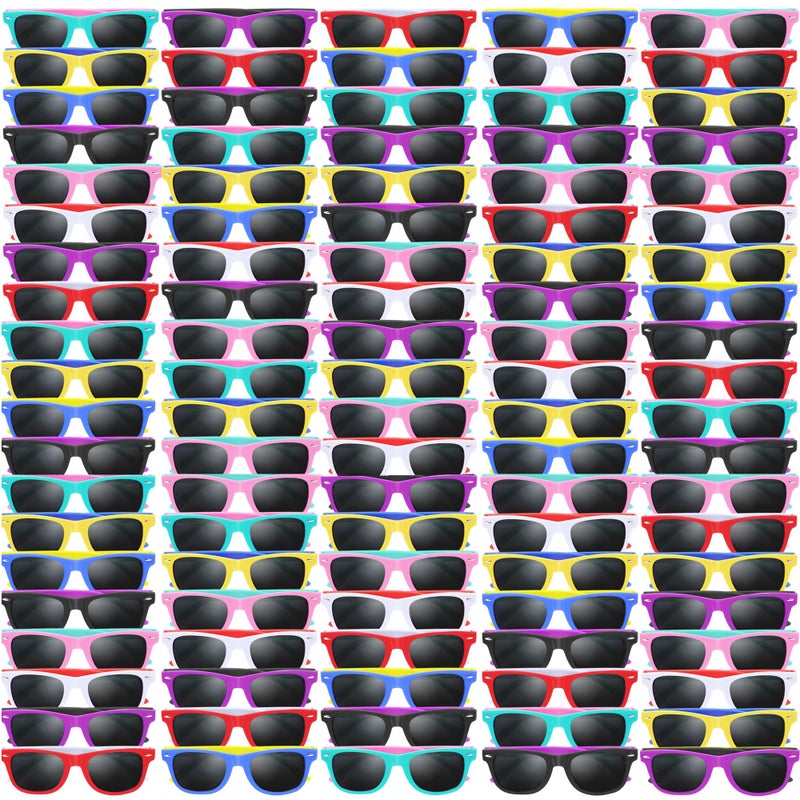 Oleitodh 96 Pack Kids Sunglasses Party Favors 12 Colors Kids Neon Sunglasses Bulk Childrens Sunglasses Boys Girls Eyewear Pack for Summer Beach Pool Birthday Party Supplies Age for 38 - Image 3