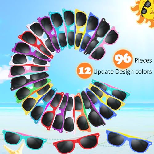 Oleitodh 96 Pack Kids Sunglasses Party Favors 12 Colors Kids Neon Sunglasses Bulk Childrens Sunglasses Boys Girls Eyewear Pack for Summer Beach Pool Birthday Party Supplies Age for 38 - Image 5