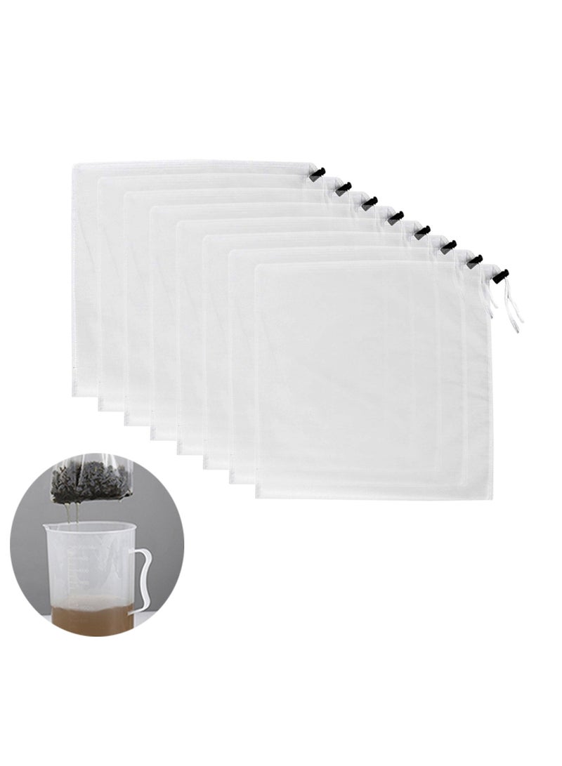 حقيبة تصفية نايلون، أكياس قهوة مثلجة قابلة لإعادة الاستخدام، أقمشة تصفية الجبن، حقيبة مصفاة طعام بشبكة دقيقة، حقيبة تصفية عصير الشاي واللب مع فلتر حليب المكسرات (15.7 بوصة × 15.7 بوصة، 8 عبوات) - Image 1