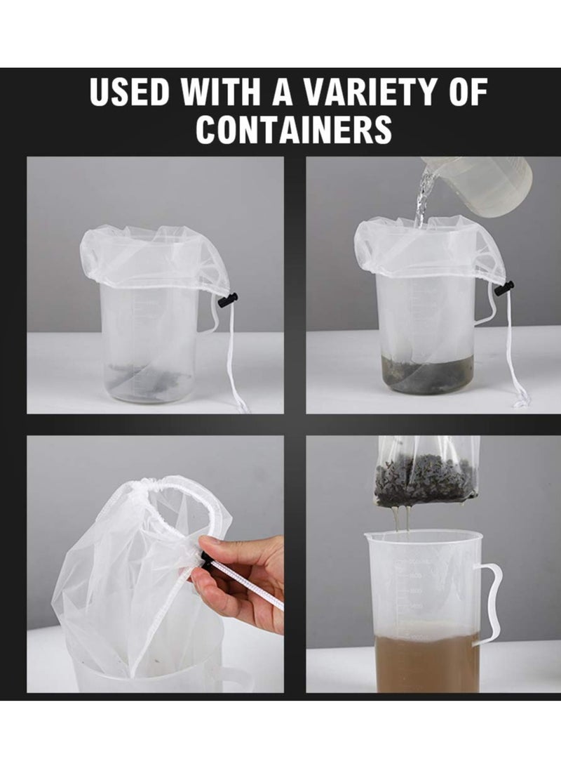 حقيبة تصفية نايلون، أكياس قهوة مثلجة قابلة لإعادة الاستخدام، أقمشة تصفية الجبن، حقيبة مصفاة طعام بشبكة دقيقة، حقيبة تصفية عصير الشاي واللب مع فلتر حليب المكسرات (15.7 بوصة × 15.7 بوصة، 8 عبوات) - Image 2