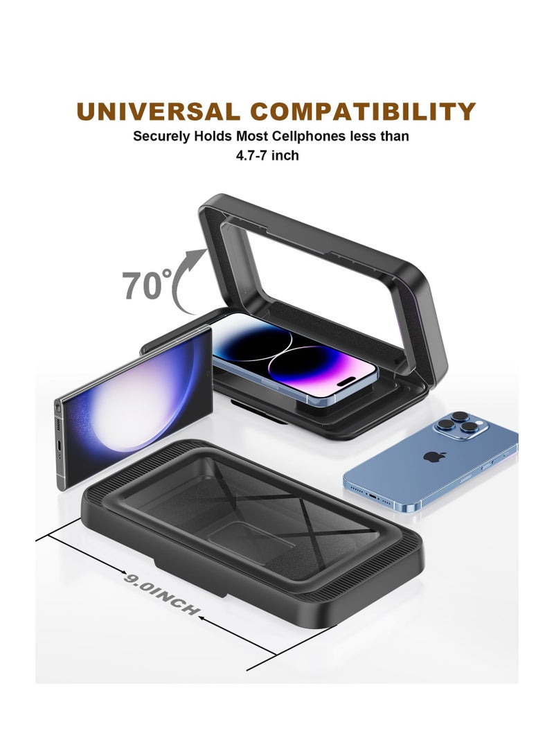 SOLARAE Waterproof Shower Phone Holder, Wall Mounted Phone Holder with Speaker Touch Screen, 360° Rotation, Up to 7 inch for Bathroom Bathtub Kitchen for iPhone Samsung Android (Black) - Image 4