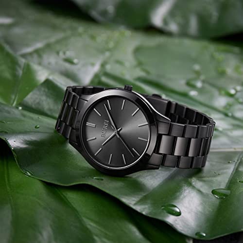 BUREI Men Watches All Black Fashion Business Stainless Steel Analog Quartz Waterproof Watches for Mens,Gifts for Men (All Black) - Image 3