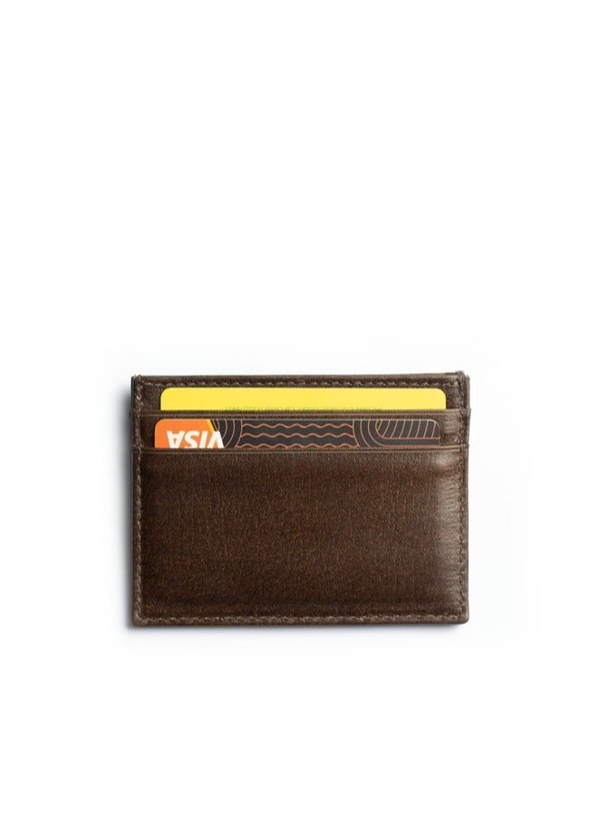 ايه ار سابلاي Business Card Holder من Arij Bags | حامل كروت جلد طبيعي، حجم صغير مناسب للجيب، 4 أماكن للكروت، مكان للنقود، تصميم عملي للاستخدام اليومي (10 × 7.5 سم) (بني) - Image 2