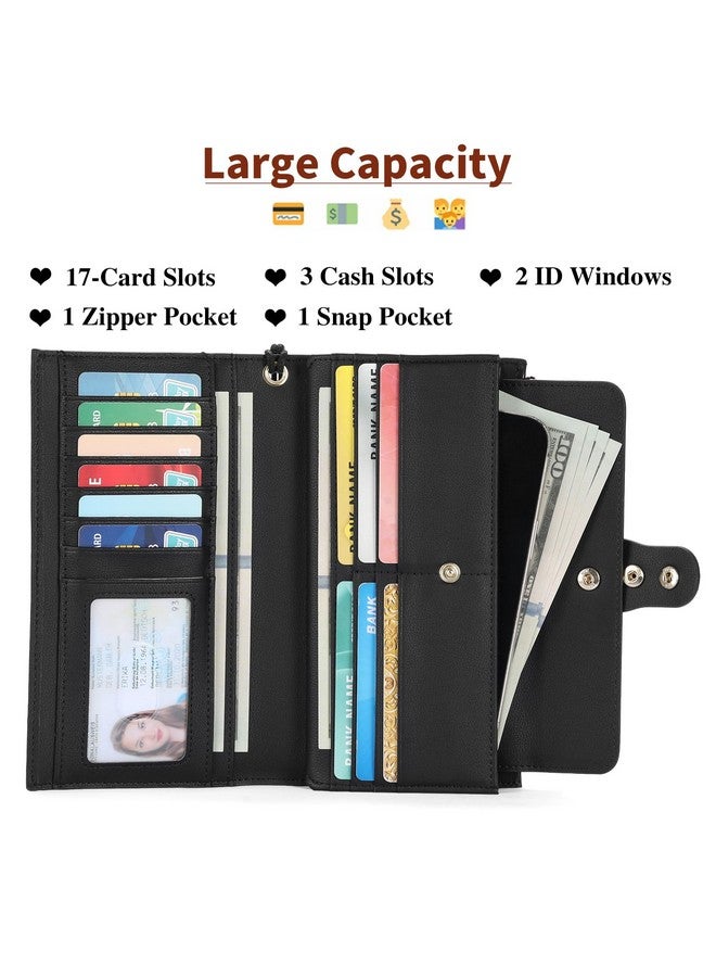 سينديفن محفظة نسائية كبيرة من Sendfn مصنوعة من الجلد الطبيعي مزودة بخاصية حجب الترددات الراديوية لتنظيم البطاقات المتعددة - Image 2