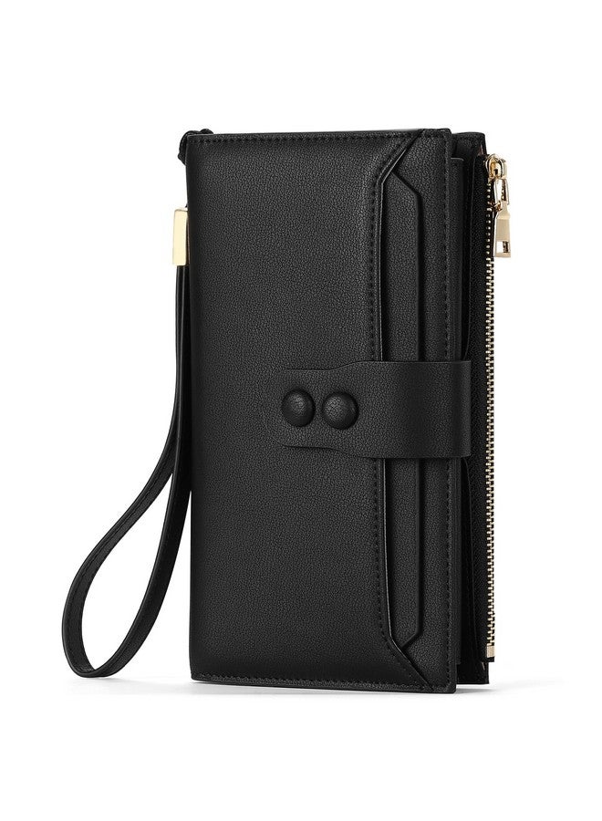 سينديفن محفظة نسائية كبيرة من Sendfn مصنوعة من الجلد الطبيعي مزودة بخاصية حجب الترددات الراديوية لتنظيم البطاقات المتعددة - Image 1