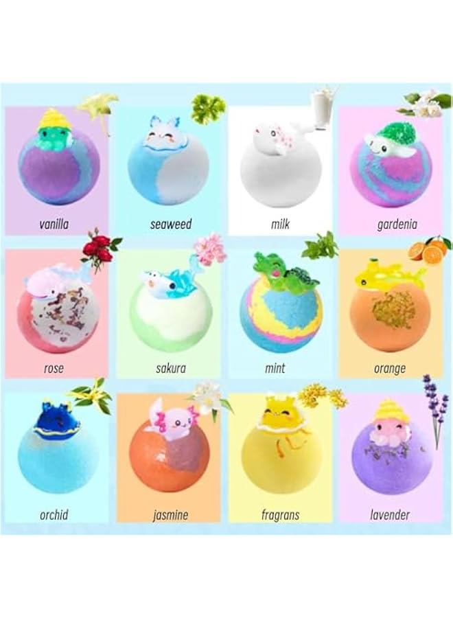 Bath Bombs for Kids with Surprise Inside Kids Bath Bombs Gift Set,12pcs Bath Bubbles Gift Set with Marine Animal Toys, Safe Natural Non-Toxic Bubbles Bath Bubbles - Image 3