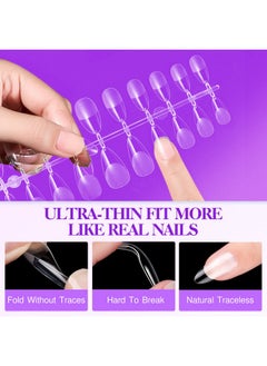 gelike ec Soft Gel Nail Tip And Glue Gel Kit Gel X Nail Kit With Almond And Coffin Shape Ultraportable Led Nail Lamp French Tip Nail Stamp Diy Nail Art Tools Gel Nail Extension Kit  - Image 3