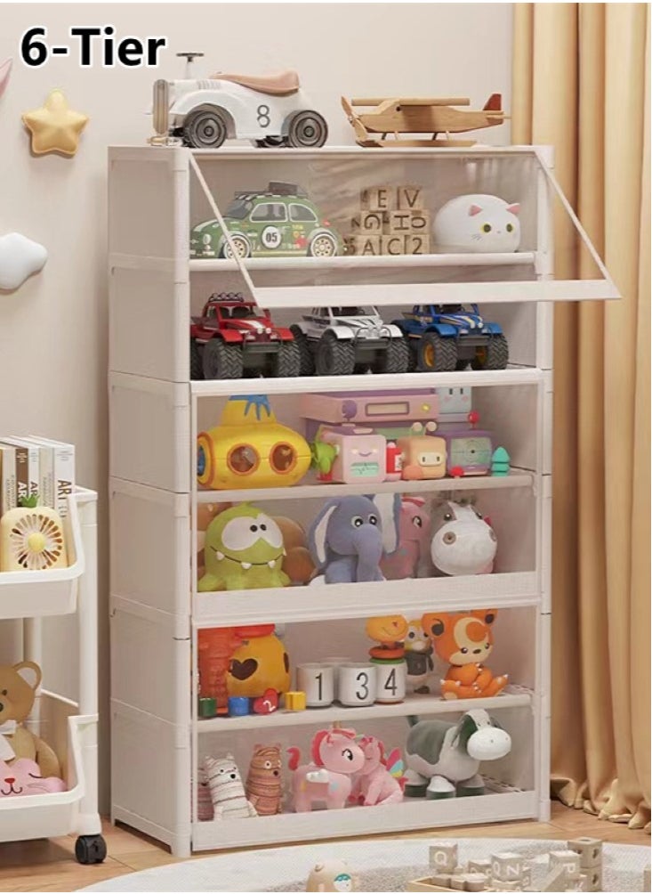 Kutis 6-Tier Large Capacity Kids Toys Organizer Storage Shelf Plastic/PET White 64x30x105 cm  - Image 1