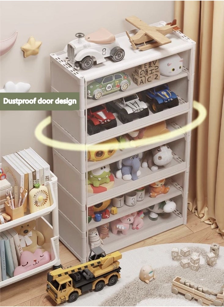 Kutis 6-Tier Large Capacity Kids Toys Organizer Storage Shelf Plastic/PET White 64x30x105 cm  - Image 2